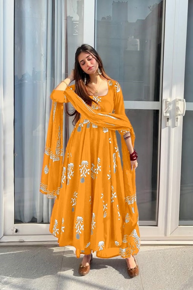 Women’s Beautiful Printed western wear Kurti [YELLOW]